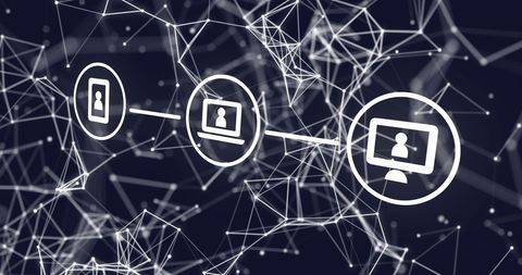 Abstract Digital Networking Technology Concept in Black Background - Download Free Stock Images Pikwizard.com