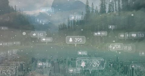 Double Exposure of Nature and Social Media Connectivity Over Cityscape