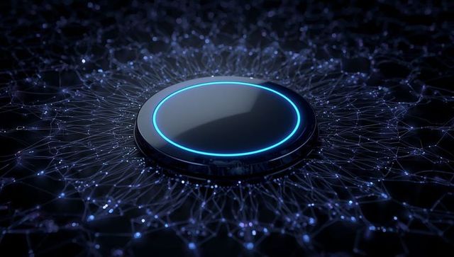 Futuristic Network Interface with Glowing Neon Technology