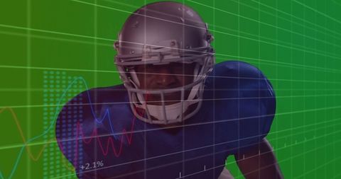 American football player with digital analytics overlay