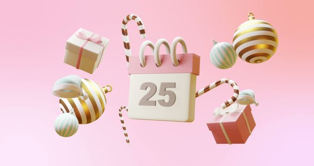 Whimsical Christmas Countdown with Festive Decor on Pink Background - Download Free Stock Images Pikwizard.com