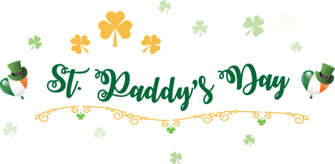 St. Patrick's Day Lettering with Shamrocks on Transparent Background