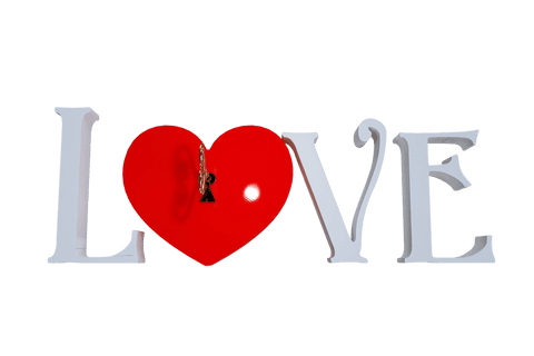 Transparent Love Sign with Red Heart for Valentine's Themes