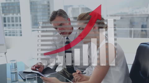 Business Team Analyzing Growth Data in Office Environment