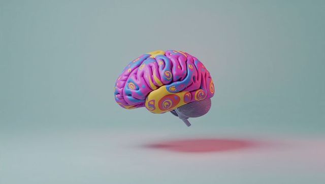 Colorful Abstract Brain Model with Swirling Patterns