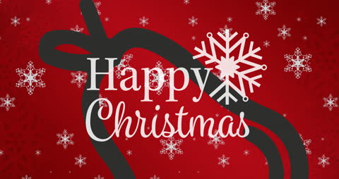 Festive Christmas Greeting with Snowflakes and Red Background