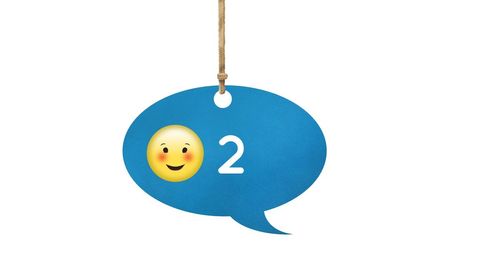 hanging blue speech bubble with smiling emoji and number - Download Free Stock Images Pikwizard.com