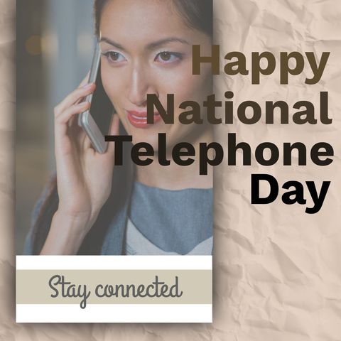 Woman Celebrating National Telephone Day on Phone Call - Download Free Stock Templates Pikwizard.com