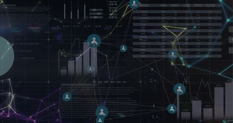 Technological Network and Data Analysis on Black Background - Download Free Stock Images Pikwizard.com