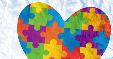 Vibrant Puzzle Piece Heart Symbolizing Autism Awareness - Download Free Stock Images Pikwizard.com