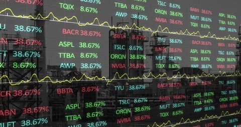 Composite of construction site and financial market data
