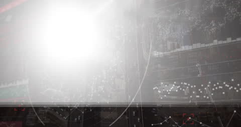 Digital Data Composite Over Cityscape