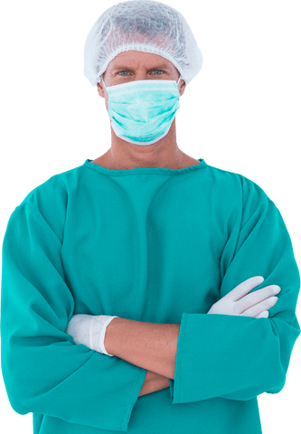 confident male surgeon standing in green gown with transparent background - Download Free Stock Videos Pikwizard.com