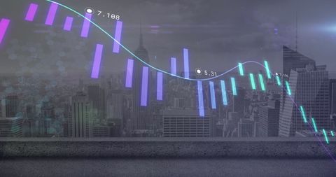 Financial Graph Trends Over Urban Skyline - Download Free Stock Images Pikwizard.com