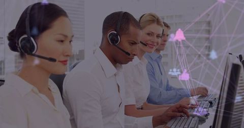 Diverse support team managing customer connections