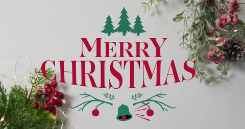 Festive Merry Christmas Design with Natural Decorations