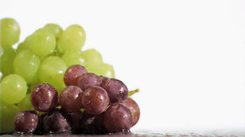 Fresh Green and Red Grapes with Waterdrops