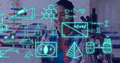 Female Student in High-Tech Science Lab with Digital Interface - Download Free Stock Images Pikwizard.com