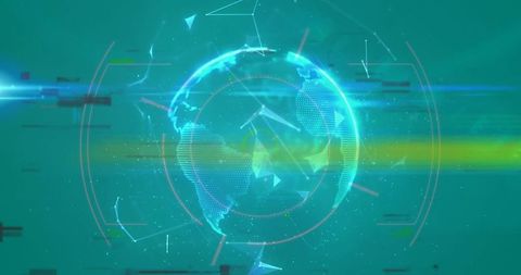 Digital Globe with Interface Overlay on Green Background