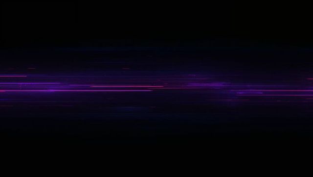 Horizontal Neon Glitch Lights on Black Digital Background