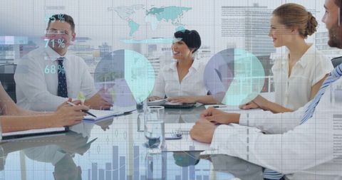 Business Meeting with Data Interface Transparency - Download Free Stock Images Pikwizard.com