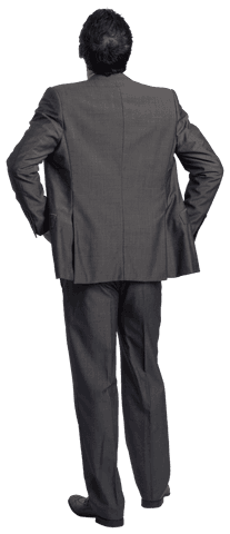 Back View of Businessman in Gray Suit Transparent Background