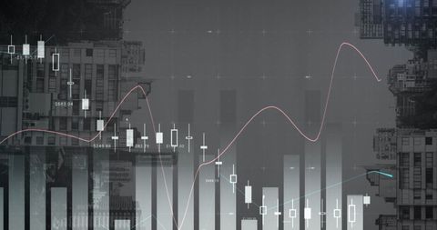 Abstract Financial Data Analysis with Cityscape Overlay - Download Free Stock Images Pikwizard.com