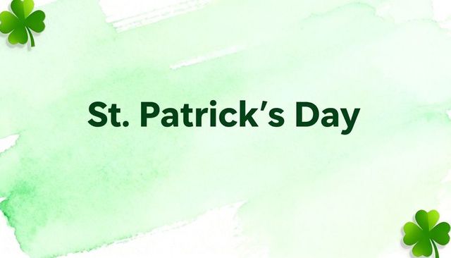 Minimal st patrick's day watercolor card with shamrock accents and paper texture