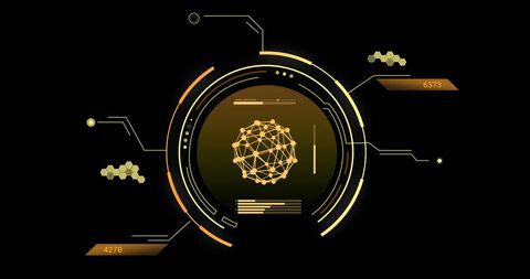 Futuristic interface with data visualization elements