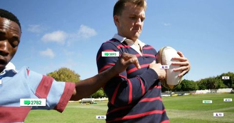 Intense rugby match with social concept influencing gameplay