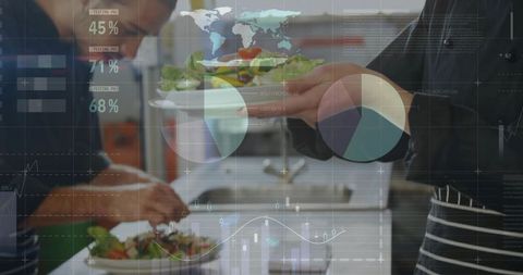 Chefs integrating technology with analytics in modern kitchen