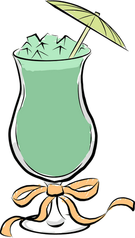 Mint drink illustration with decorative elements on transparent background