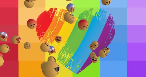 Rainbow Heart with Emoji Symbols Celebrating Pride Month - Download Free Stock Images Pikwizard.com