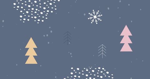 Minimalist Winter Wonderland with Falling Snow and Geometric Trees