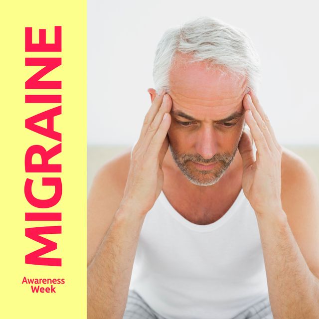 Senior Man Suffering Migraine Pain for Awareness Week - Download Free Stock Templates Pikwizard.com