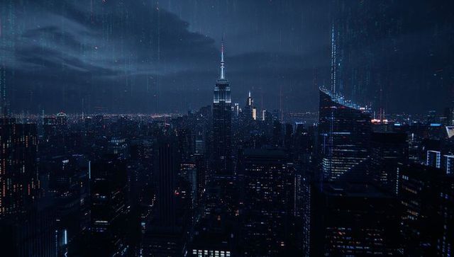 Futuristic Urban Nightscape with Tower in Sci-Fi Style