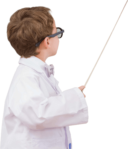 young scientist boy with lab coat and pointer on transparent background - Download Free Stock Videos Pikwizard.com