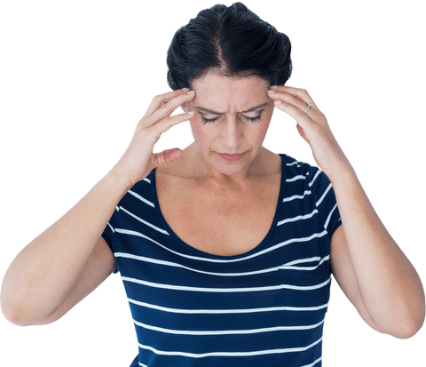 Caucasian Woman with Headache on Transparent Background