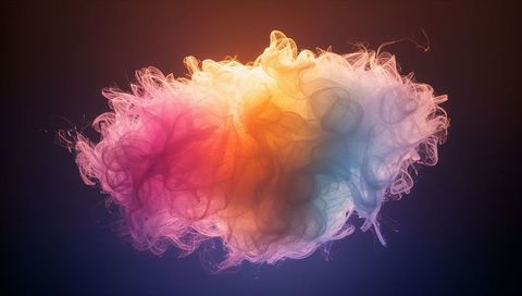 Ethereal neon fiber cloud glowing magenta cyan gradient abstract smoke nebula plume vapor