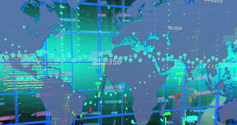 Global Financial Data Over Digital World Map