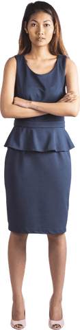 Confident Asian Businesswoman Standing with Crossed Arms on Transparent Background
