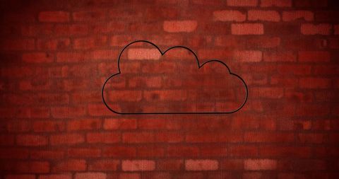 Glowing Neon Cloud Icon on Red Brick Wall - Download Free Stock Images Pikwizard.com