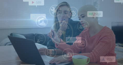 Diverse Business Team Interacting with Digital Interface Animation