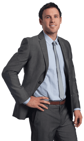 Confident Businessman in Suit Smiling with Transparent Background