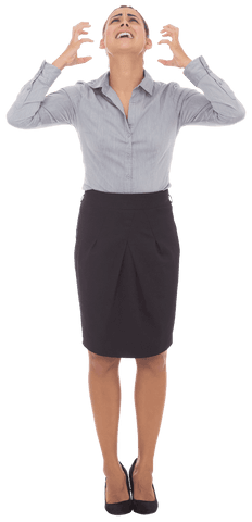 furious businesswoman expressing anger with raised arms transparent background - Download Free Stock Videos Pikwizard.com