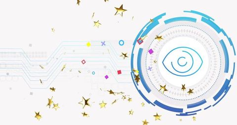 Abstract Futuristic Interface with Eye Icon and Digital Elements