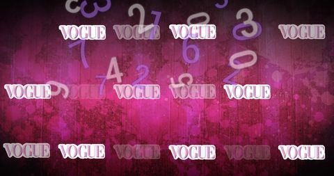 Falling numbers with repetitive text on purple background