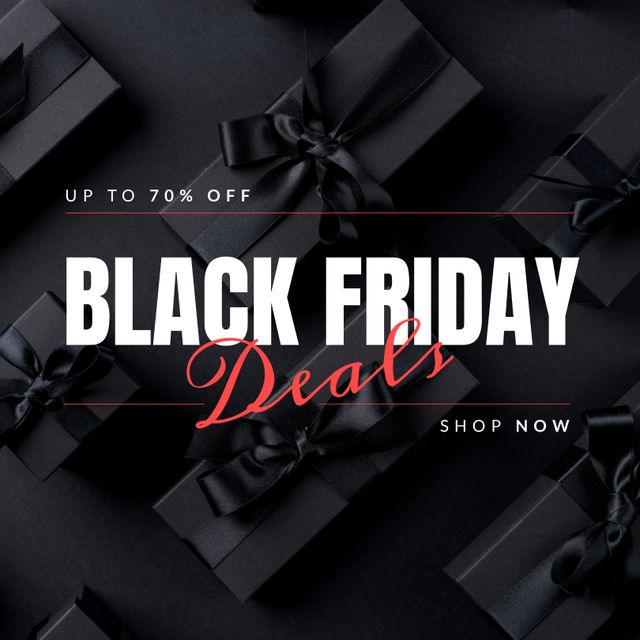 Perfect for promoting Black Friday sales and deals. Use to attract shoppers looking for discounts and gift ideas. Ideal for social media posts, online advertisements, banners, and email marketing campaigns highlighting special offers and deals.