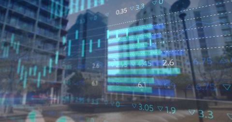 Data analytics overlay on modern urban landscape