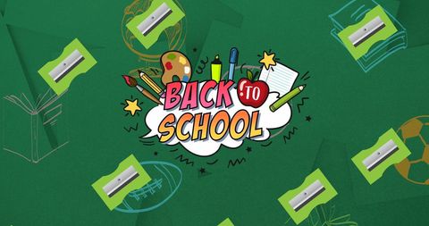 Colorful back to school design with school supplies icons
